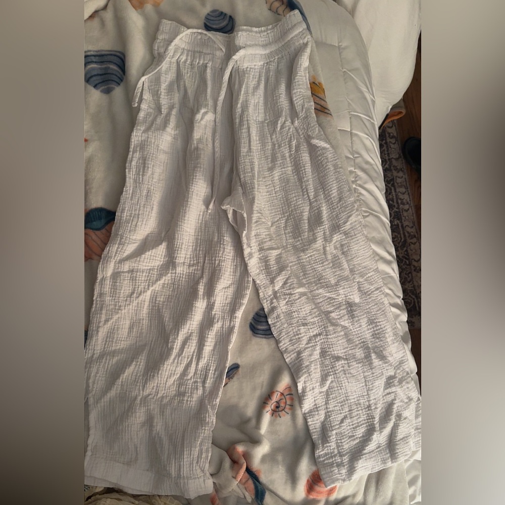 Lightweight White Gauze Lounge Pants